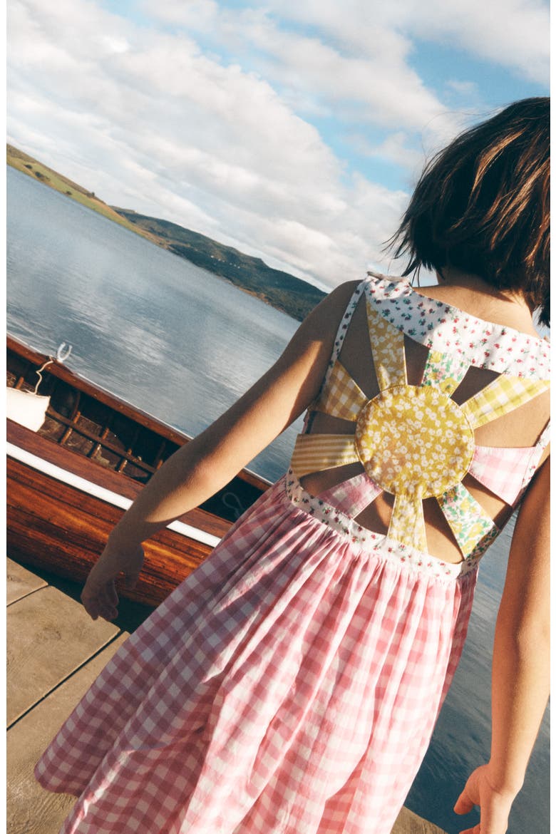 Kids' Harlow Gingham Strappy Cotton Sundress, Alternate, color, SPRING BLOSSOM GINGHAM SUNRAY