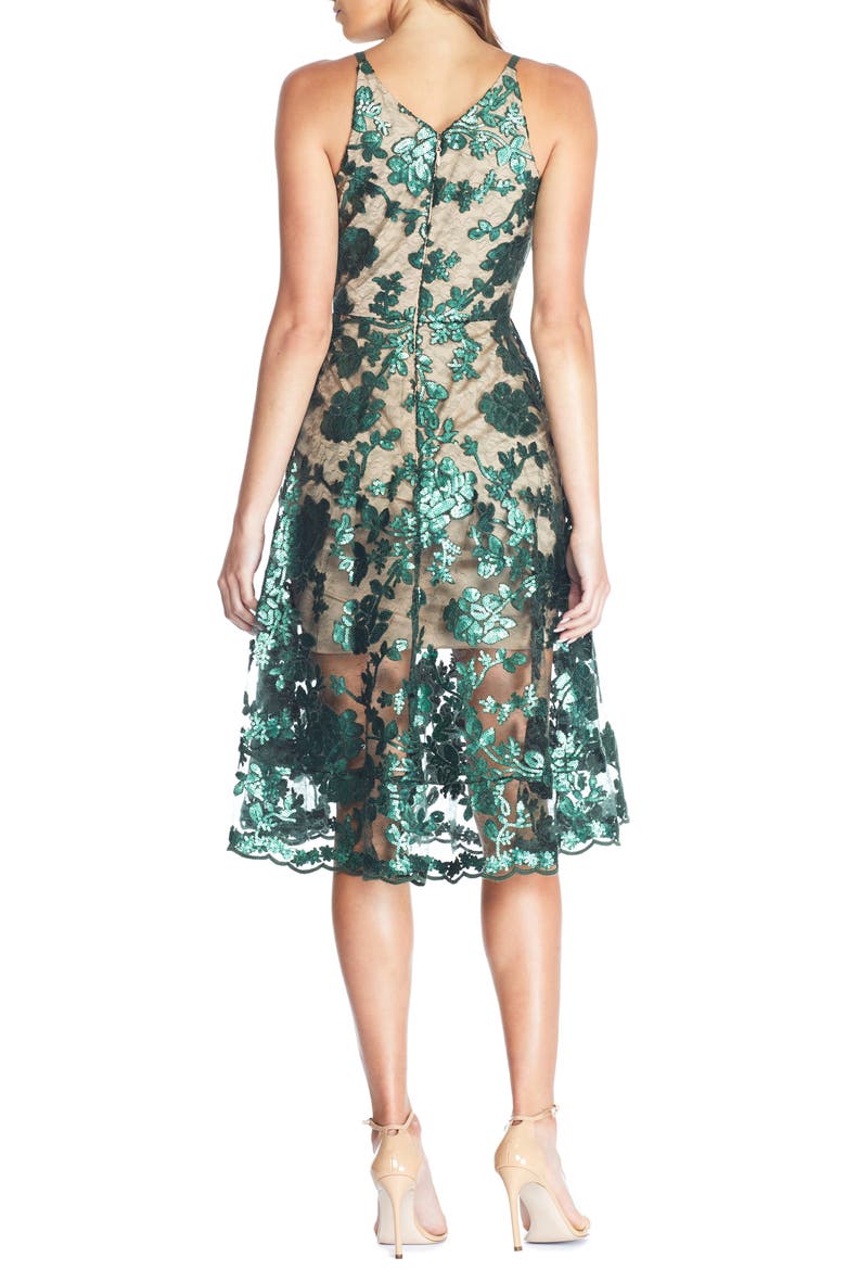 Maria Embellished Fit & Flare Dress, Alternate, color, OLIVE/ NUDE