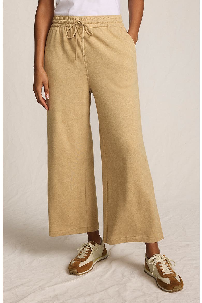 Sport Knit Pull On Drawstring Wide Leg Crop Pants, Main, color, French Pecan Heather