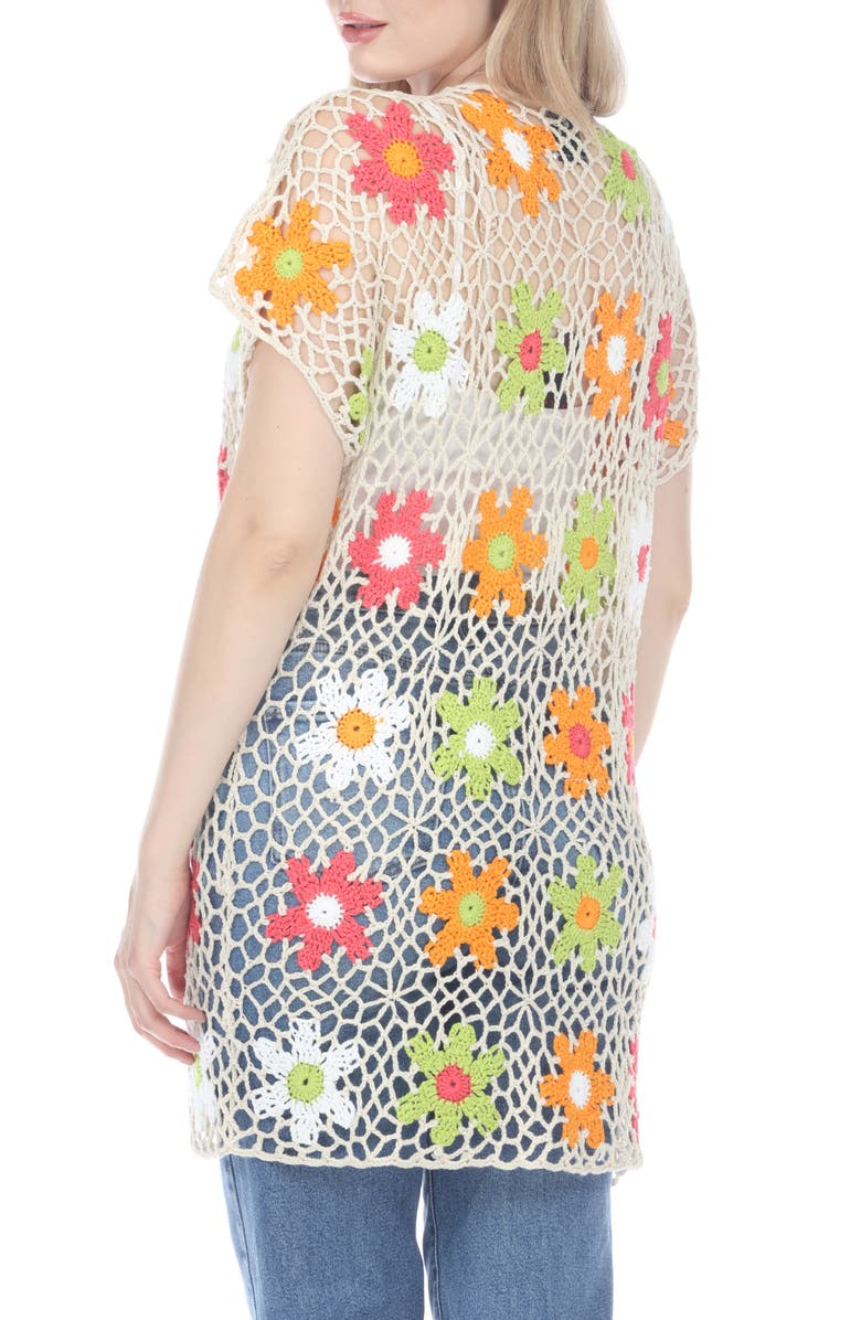 RAIN AND ROSE Floral Crochet Cardigan, Alternate, color, Ivory Floral