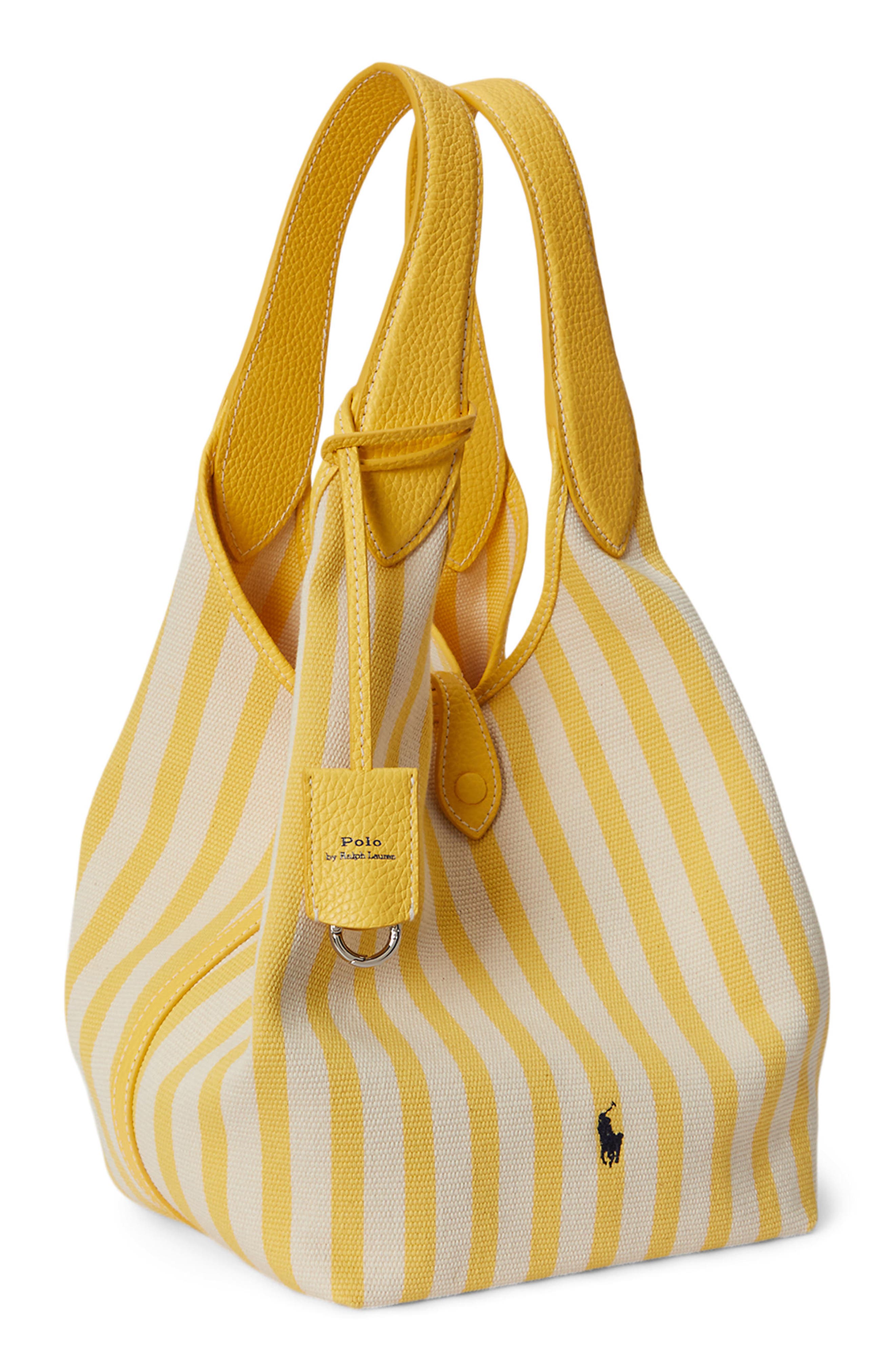 Polo Ralph Lauren Play Stripe Canvas Tote, Alternate, color, Collegiate Yellow / White