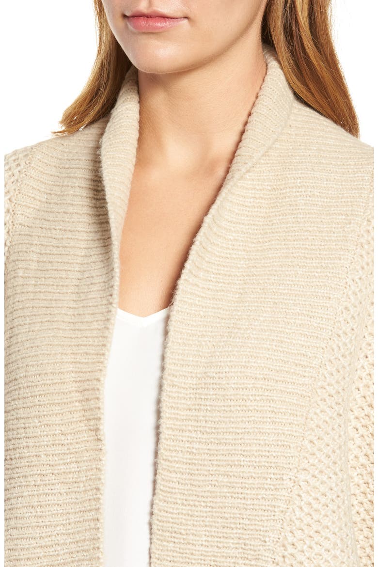 Drape Front Knit Cardigan, Alternate, color, HUSKED TAN MIX