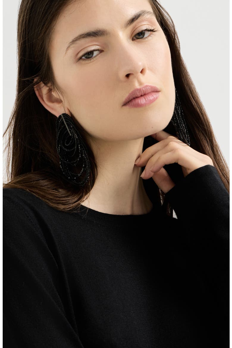 Cashmere and silk lightweight sweater, Alternate, color, Black