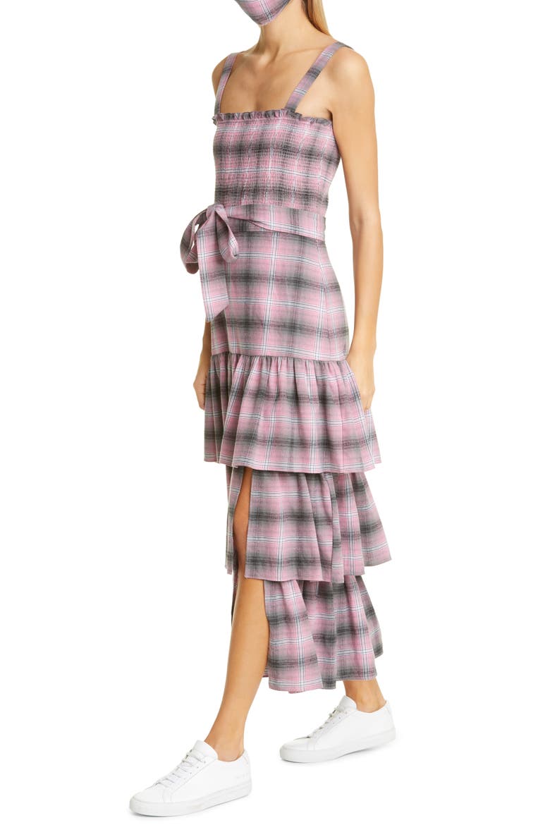 Paretti Plaid Smock Cotton Sundress, Alternate, color, PINK MULTI