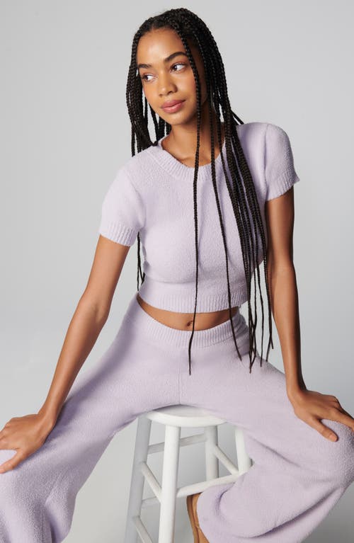 Florence By Mills Short Sleeve Crop Sweater In Purple
