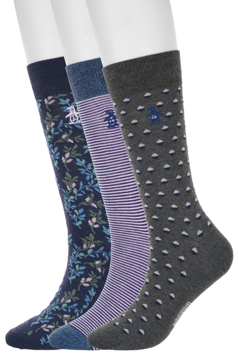Split Dot Assorted 3-Pack Crew Socks, Main, color, GREY