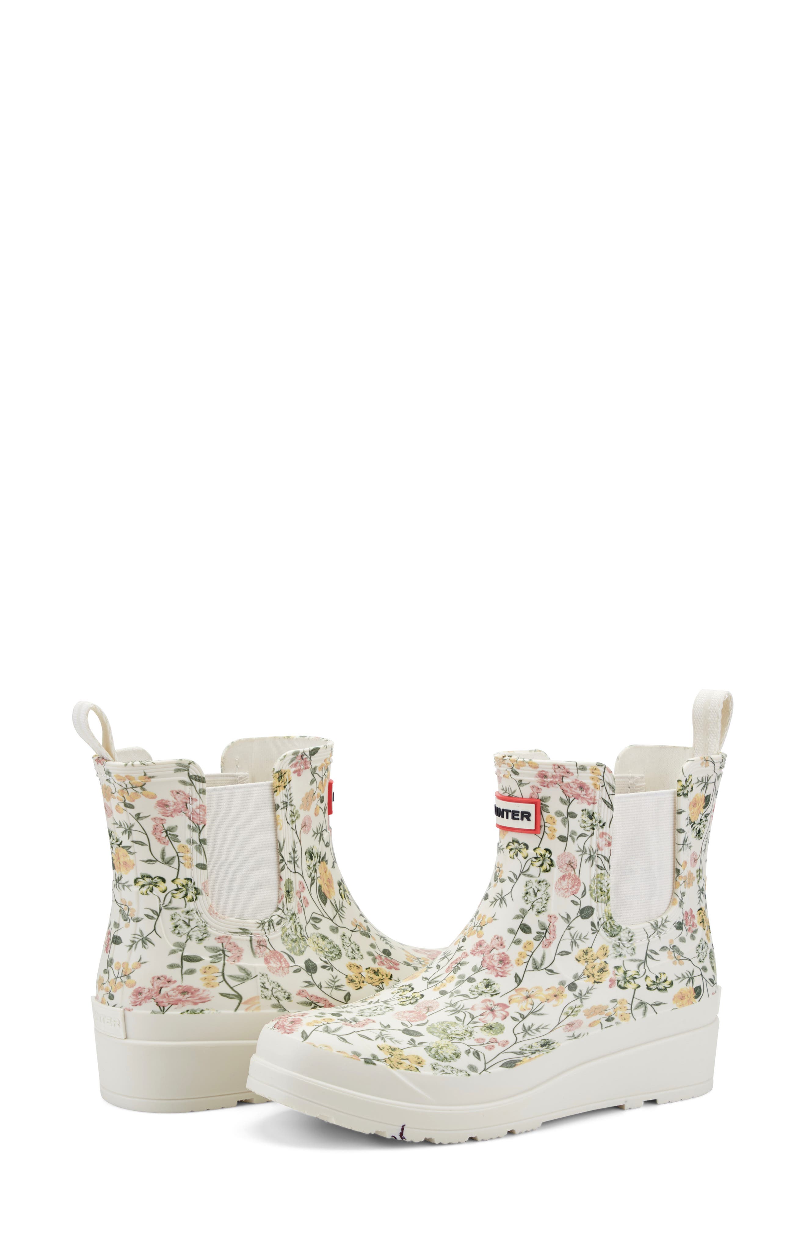 Hunter Tabitha Floral Rain Boot, Alternate, color, Ivory