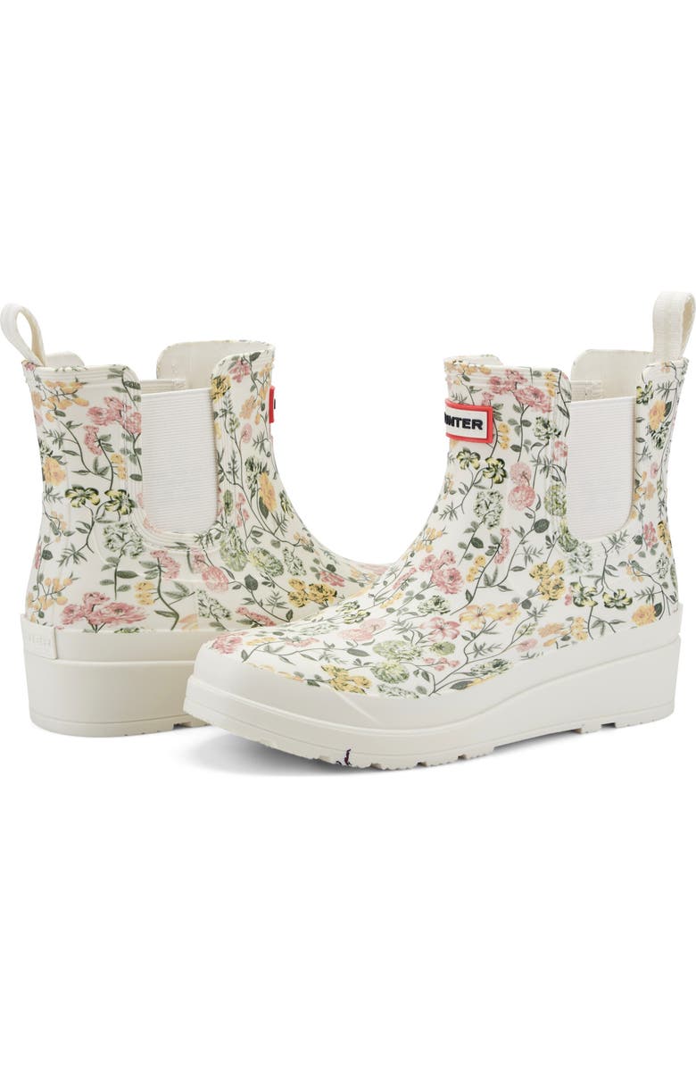 Hunter Tabitha Floral Rain Boot, Alternate, color, Ivory