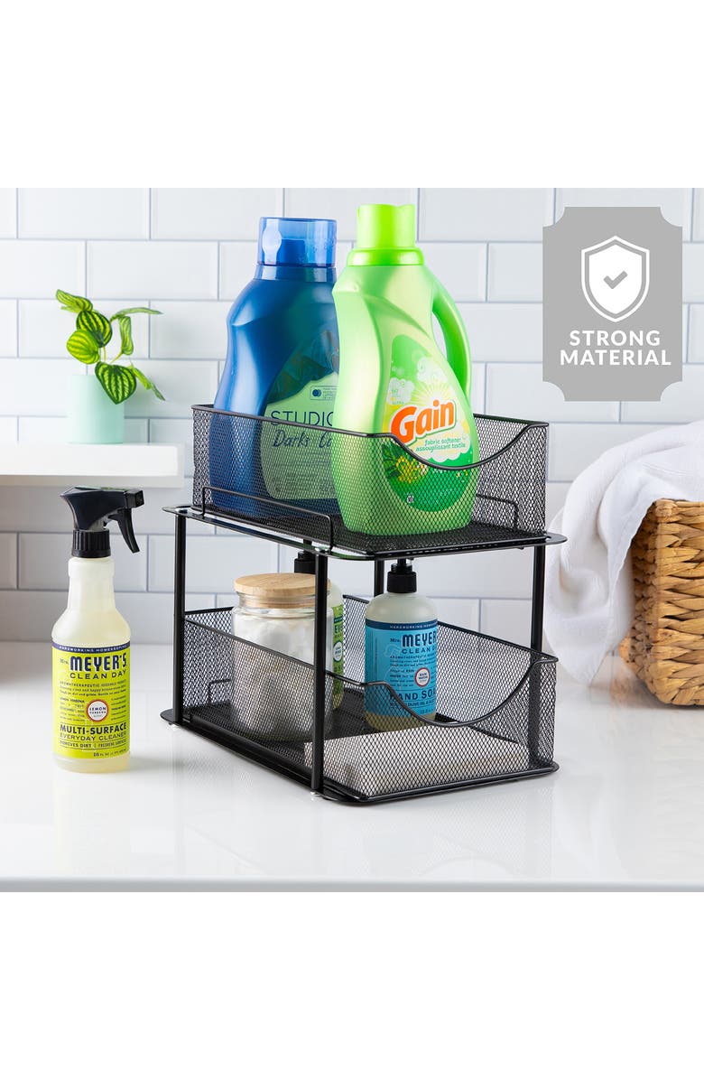 SORBUS 2-Tier Metal Sliding Bin Organizer, Alternate, color, Black