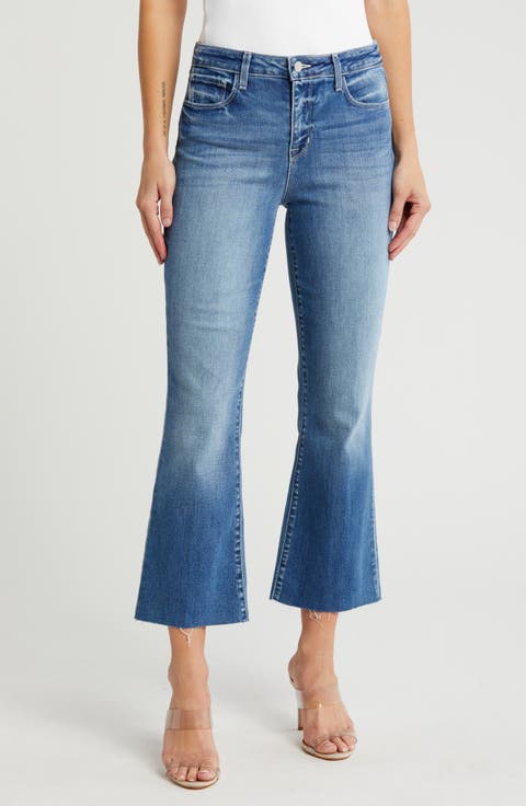 Kendra Raw Hem Crop Flare Jeans