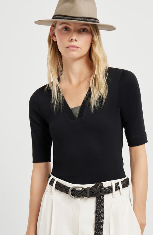Brunello Cucinelli Ribbed Jersey T-shirt In Black