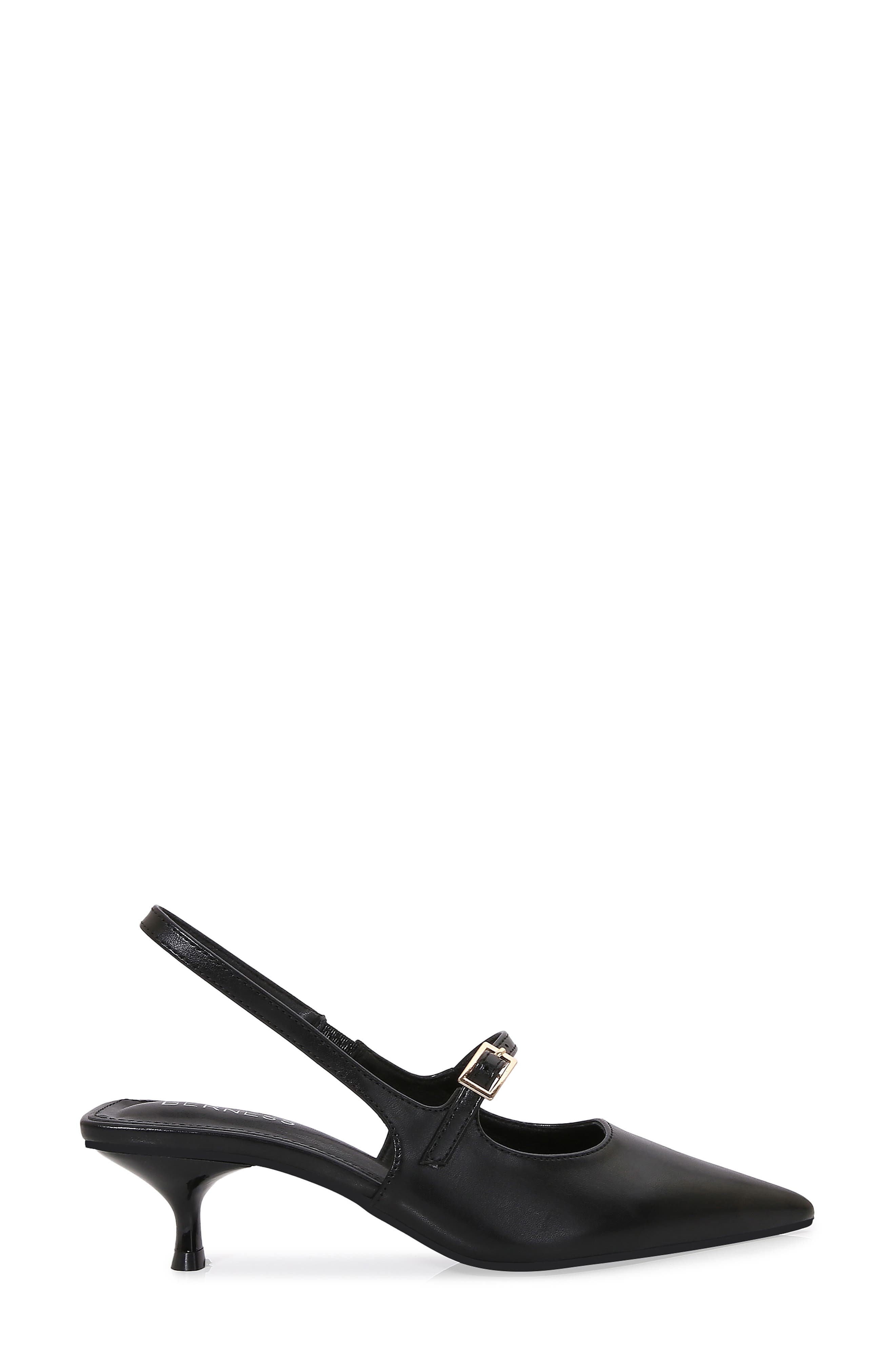 BERNESS Corrie Pointed Toe Buckle Slingback Kitten Heel Pump, Alternate, color, Black