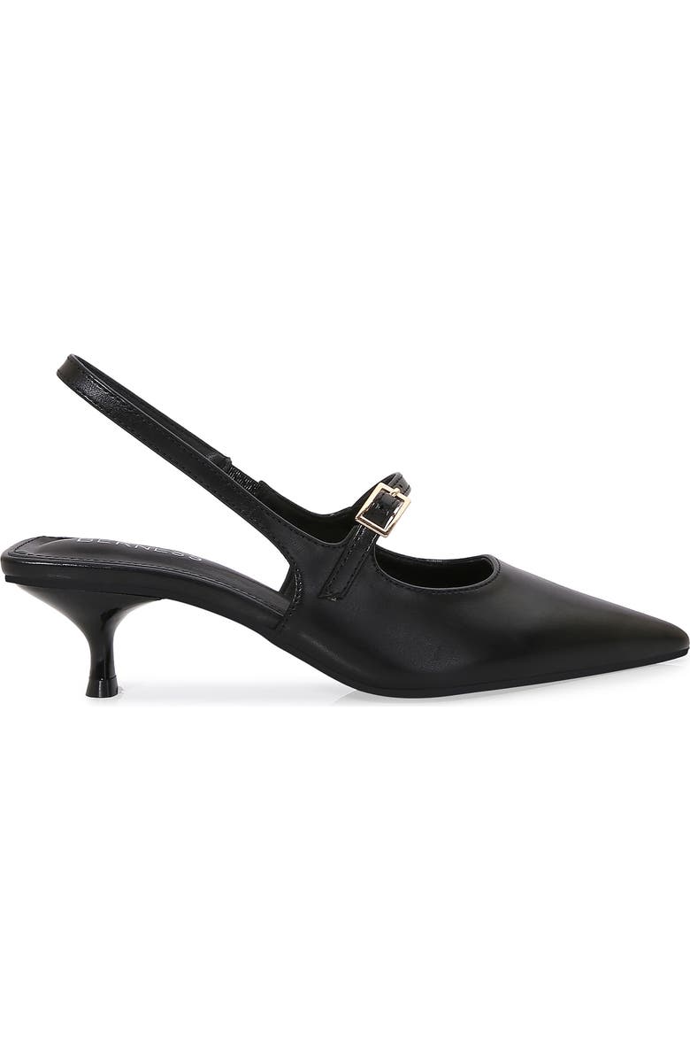 BERNESS Corrie Pointed Toe Buckle Slingback Kitten Heel Pump, Alternate, color, Black