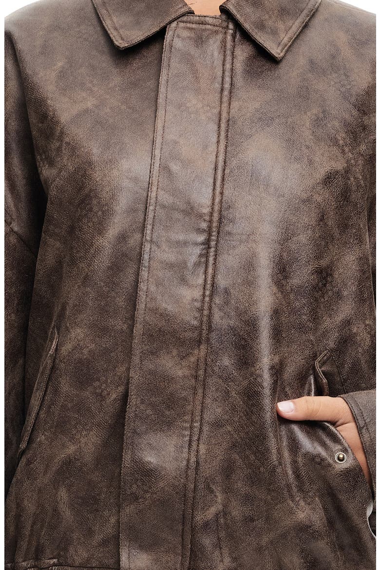 Kenny Faux Leather Bomber Jacket, Alternate, color, CHOCOLATE