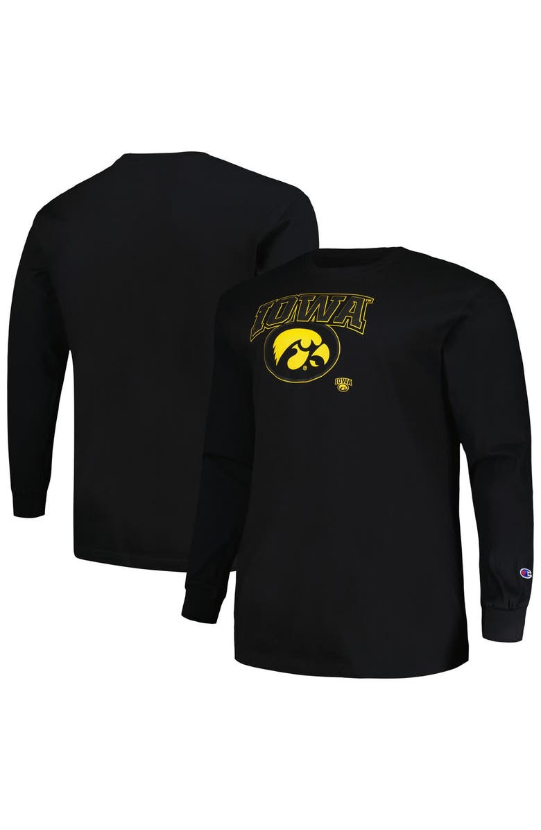PROFILE Men's Profile Black Iowa Hawkeyes Big & Tall Pop Long Sleeve T-Shirt, Main, color, 