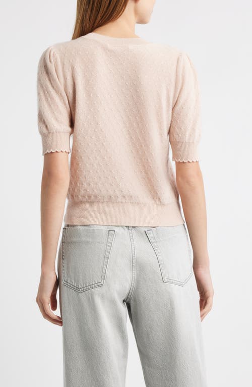 Frame Puff Sleeve Pointelle Cashmere Sweater In Pink