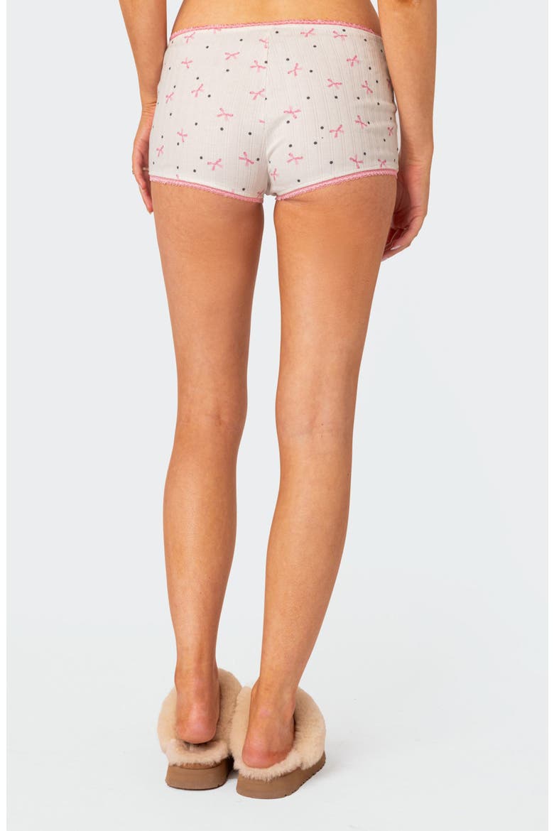 Shelley Pointelle Trim Micro Shorts, Alternate, color, WHITE