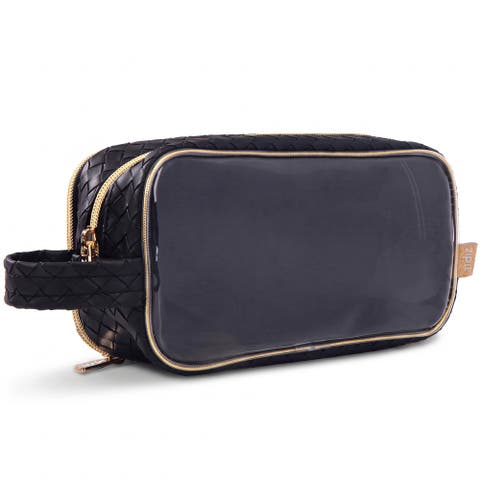 Clear Front Woven Makeup Bag