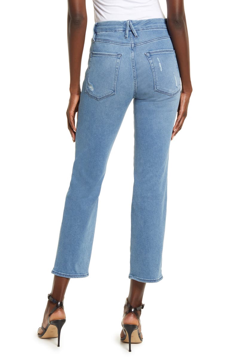 Good American Good Straight High Waist Ankle Jeans, Alternate, color, 