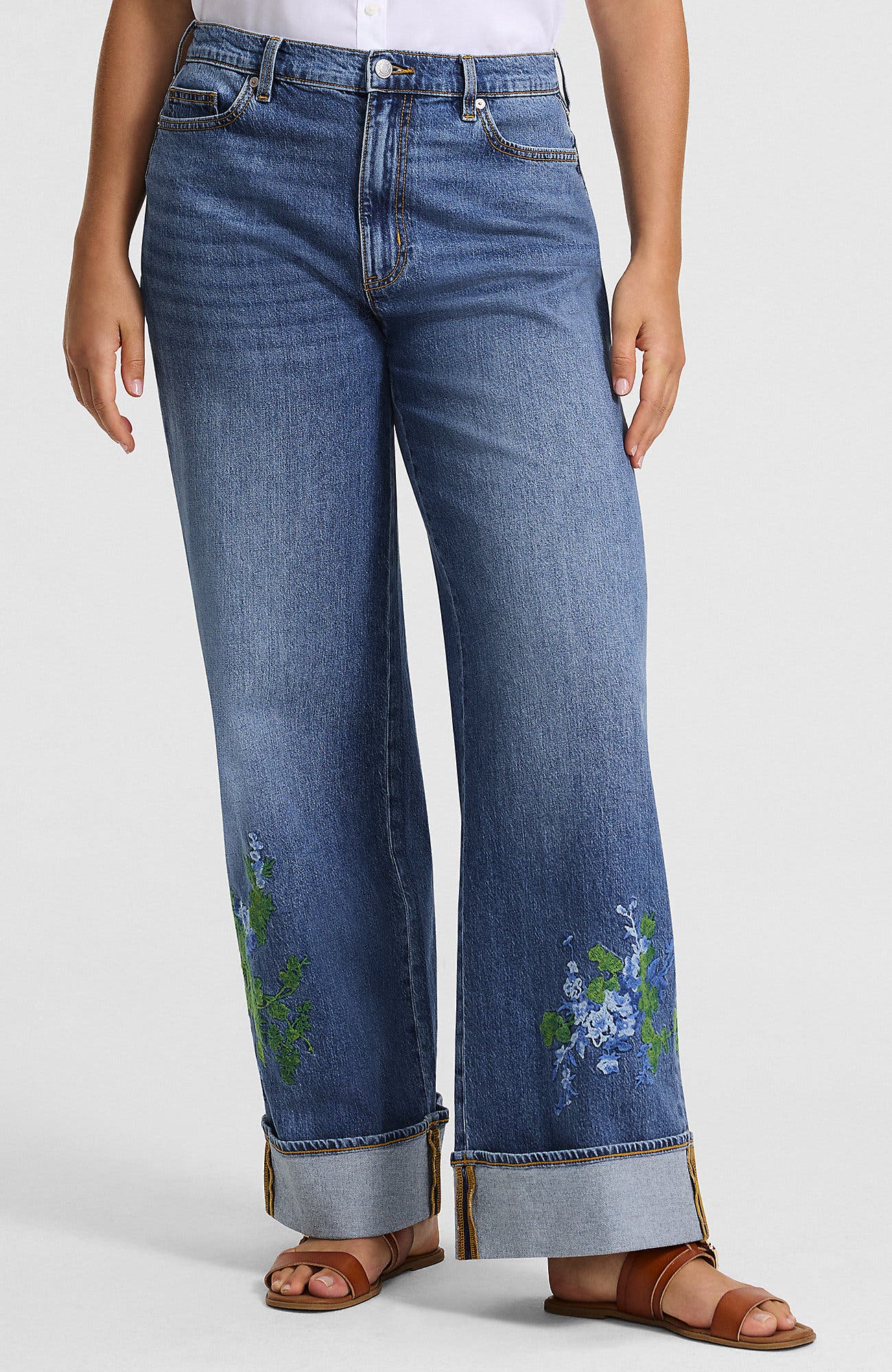 selected Embroidered/Medium Ocean Wash