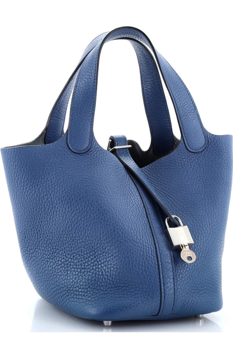 Pre-Owned Hermes Picotin Lock Bag Clemence PM, Alternate, color, Bleu Agate