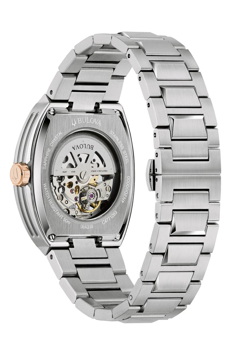 BULOVA Maquina Silverton Skeleton Dial Automatic Bracelet Watch, 40mm, Alternate, color,