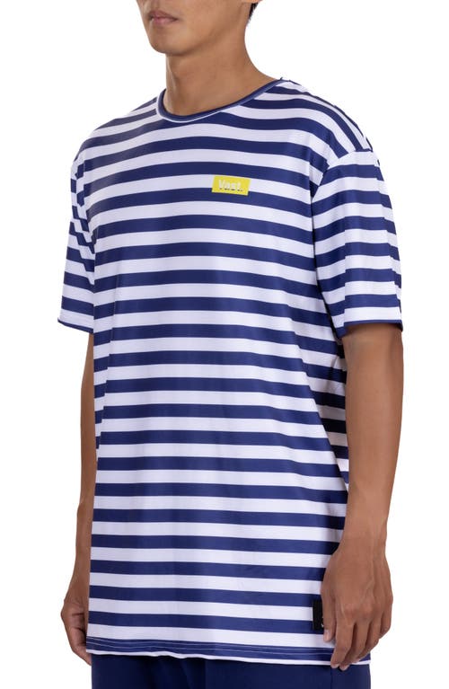 Vast Aqua Terra Stripe Performance T-shirt In Navy
