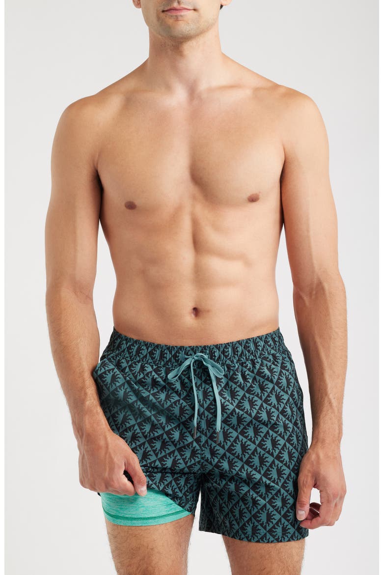 The Bungalow Sun Print Water Repellent Swim Trunks, Alternate, color, SEAPINE SUNS