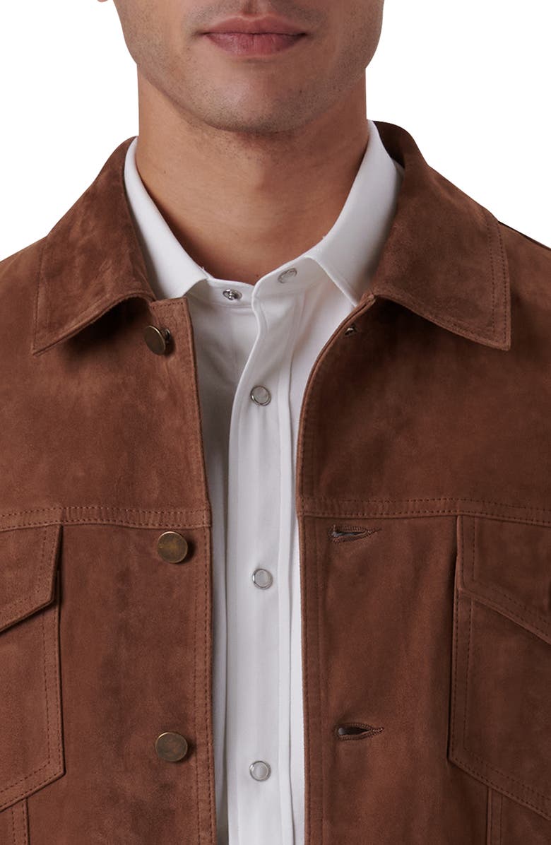 Bugatchi Western Suede Shirt Jacket, Alternate, color, Tobacco