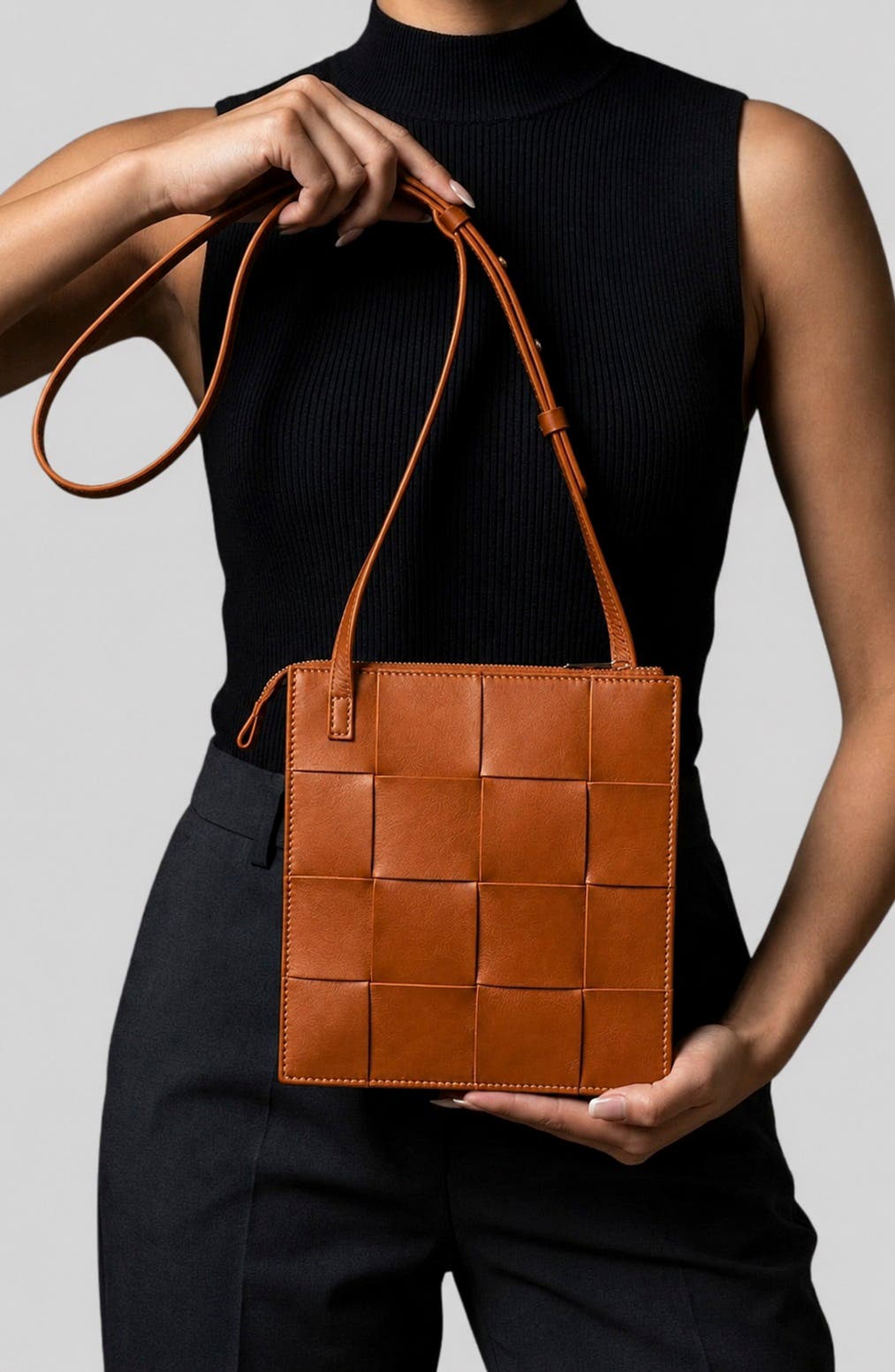 Polly Woven Leather Crossbody Bag, Alternate, color, CARAMEL