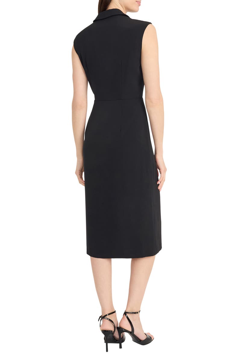 Maggy London Notch Collar Midi Dress, Alternate, color, Black