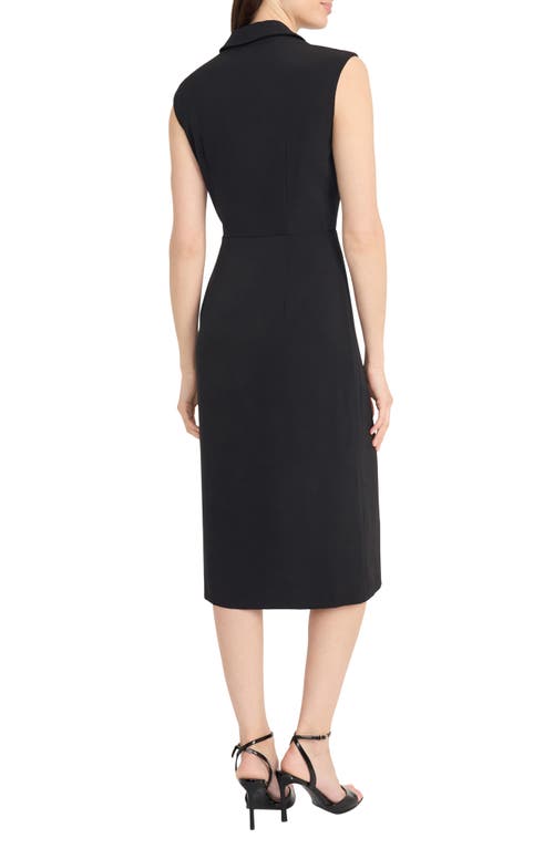 Maggy London Notch Collar Midi Dress In Black