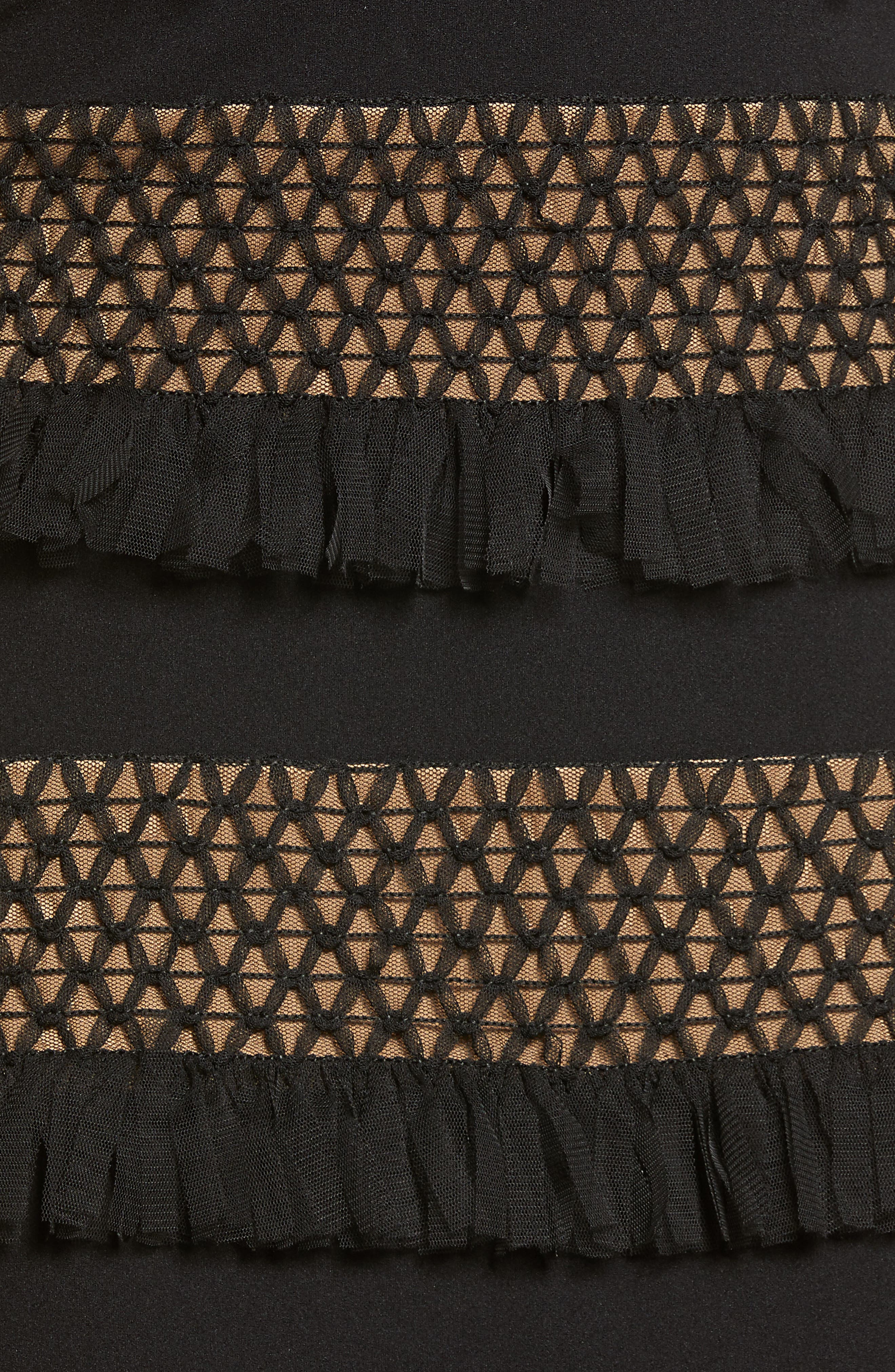 plunge neck tiered ruffle cocktail dress sho by tadashi shoji Tadashi Shoji Women's Tiered Ruffle Minidress - Black Nude