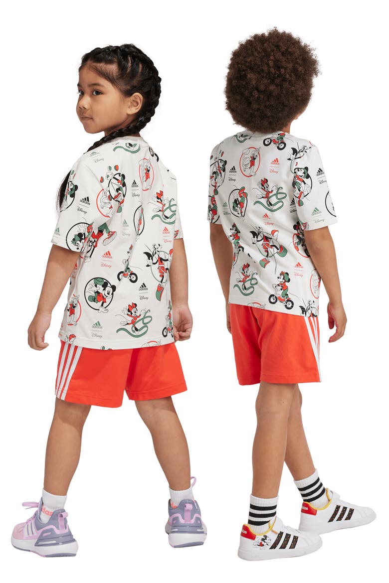 x Disney Kids' Mickey & Friends Allover Print T-Shirt & Shorts Set, Alternate, color, OFF WHITE/ MULTICOLOR