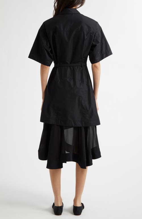 3.1 Phillip Lim Cascade Hem Belted Shirtdress In Black
