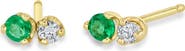 Zoë Chicco Mixed Emerald & Diamond Stud Earrings