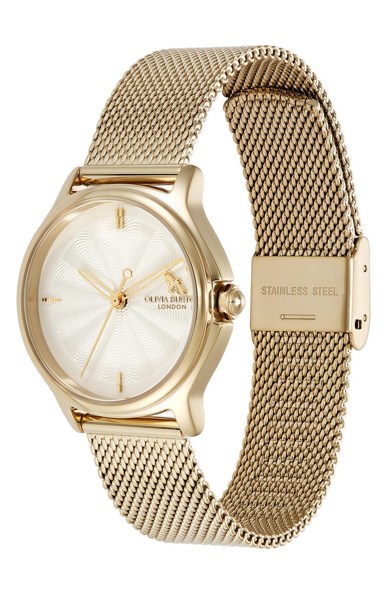 Olivia Burton Classic Bee Mesh Strap Watch, 30mm, Alternate, color, Gold