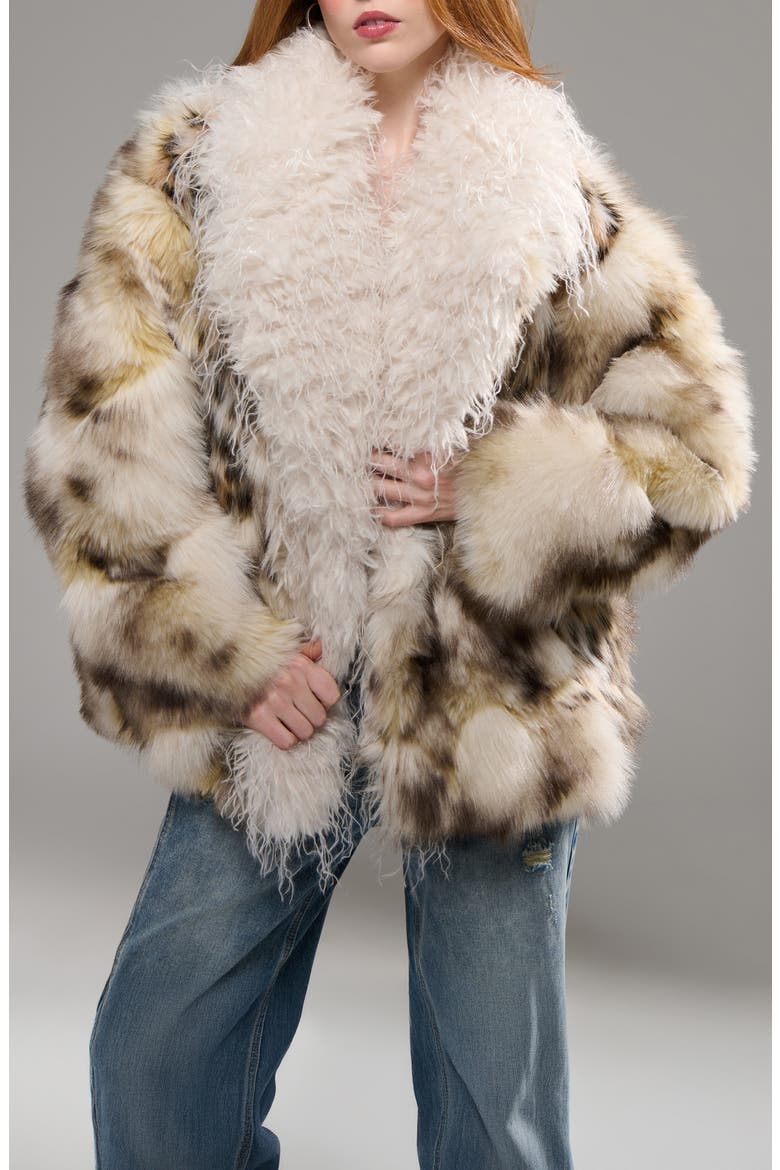 Vira Faux Fur Jacket, Alternate, color, CREAM MULTI
