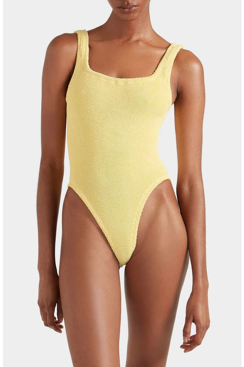 Square Neck One-Piece Swimsuit, Main, color, BUTTER