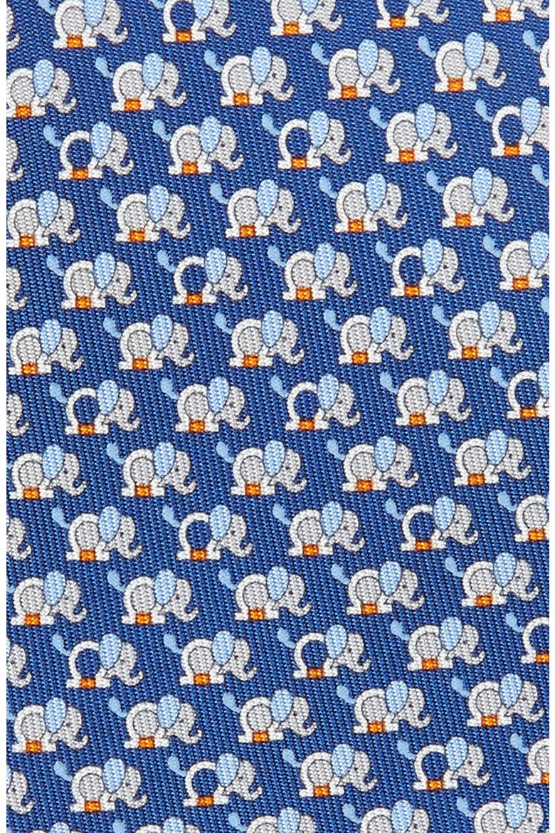Salvatore Ferragamo Orazio Elephant & Gancini Print Silk Tie, Alternate, color, ROYAL