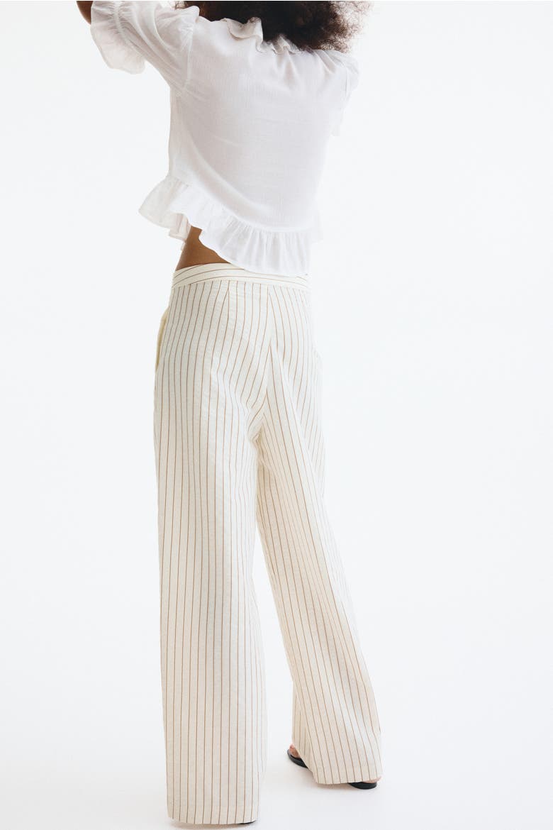 Tie-detail Trousers, Alternate, color, White/striped