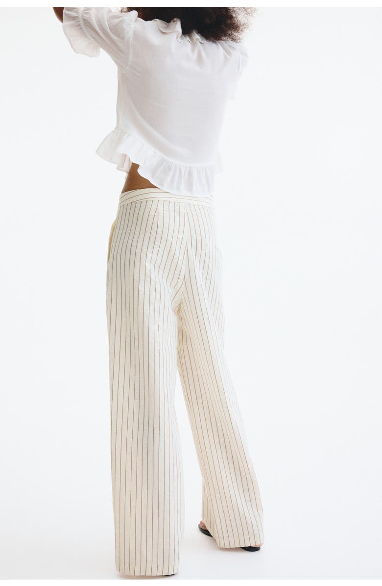 H&M Tie-detail Trousers, Alternate, color, White/Striped
