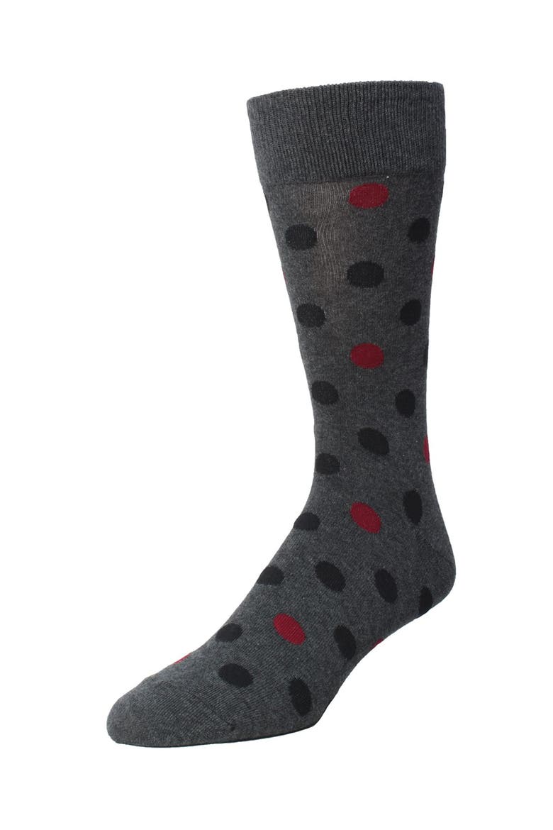 Spots and Dots Ribbed Crew Socks, Alternate, color, Dark Gray Heather