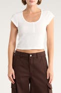 Abound Short Sleeve Crop Ribbed Henley