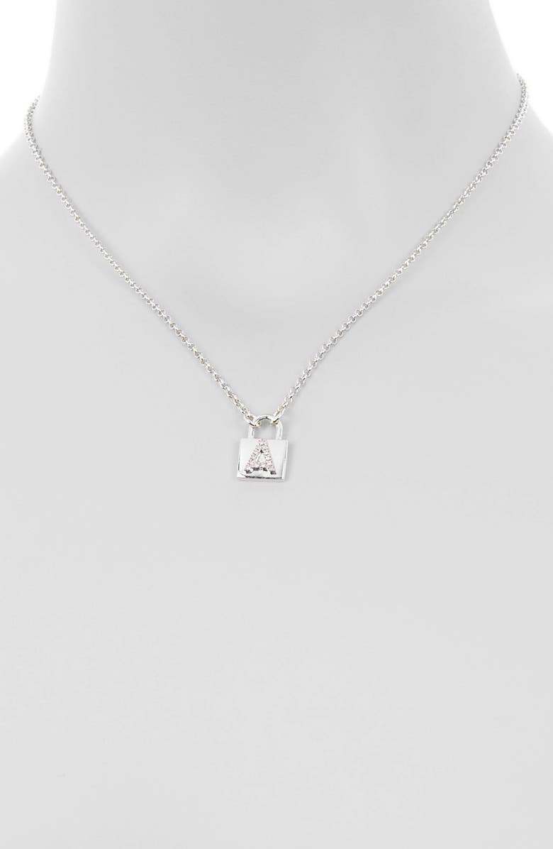 MESHMERISE Diamond Padlock Initial Pendant Necklace - 0.12ct., Alternate, color, White-A