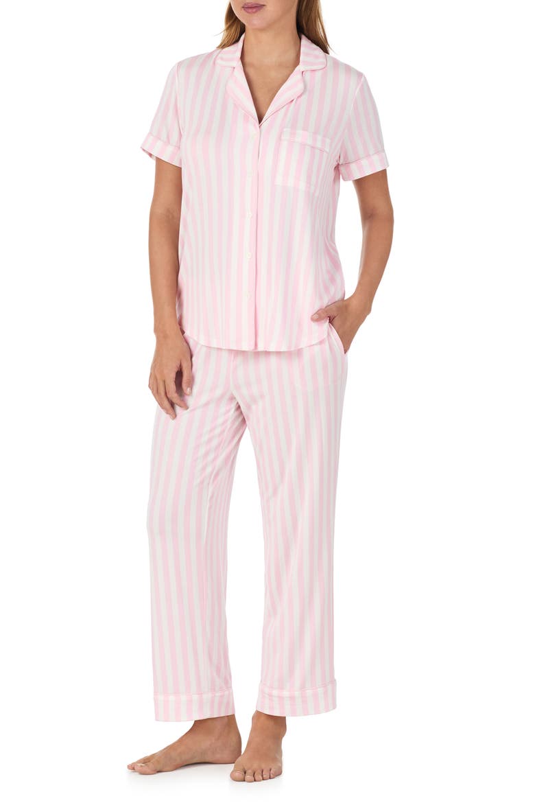 print crop pajamas, Main, color, PINK/ WHITE