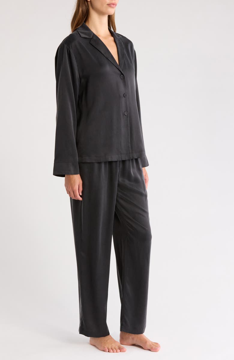 Lunya Washable Silk Pajamas, Alternate, color, Immersed Black
