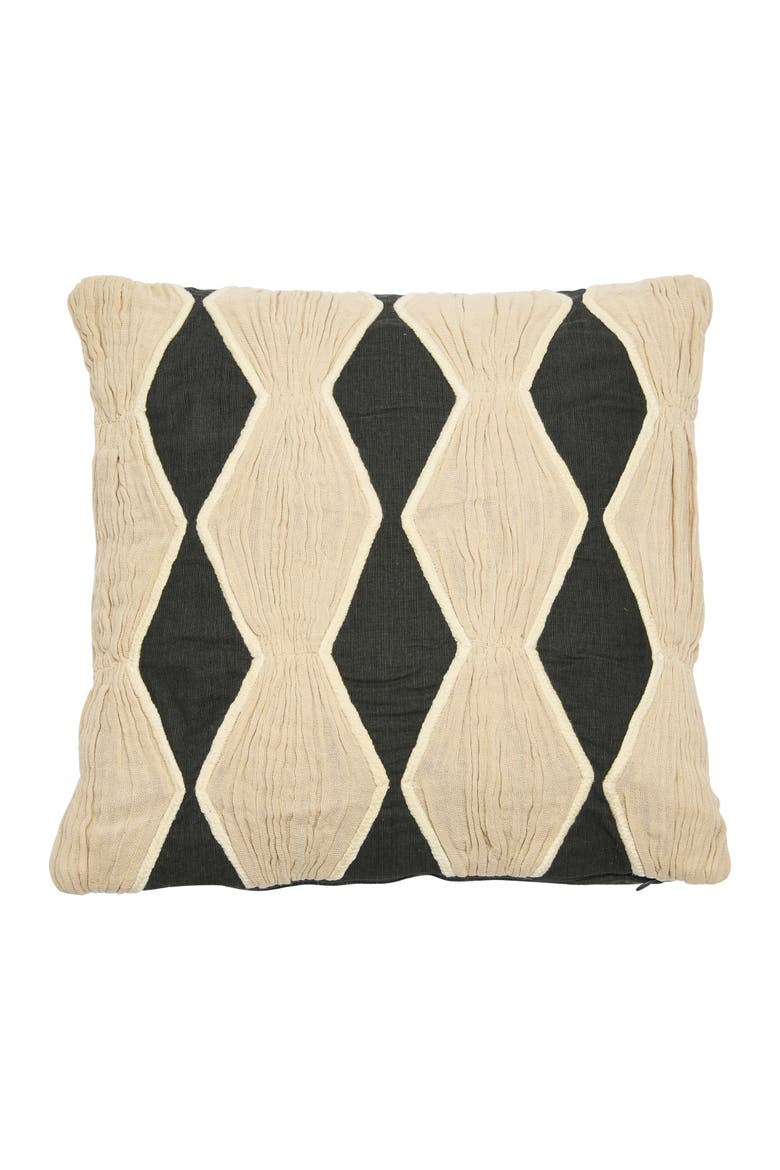 Cotton Pillow with Embroidery, Chambray Back, Main, color, Beige