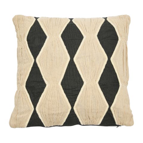 Cotton Pillow with Embroidery, Chambray Back