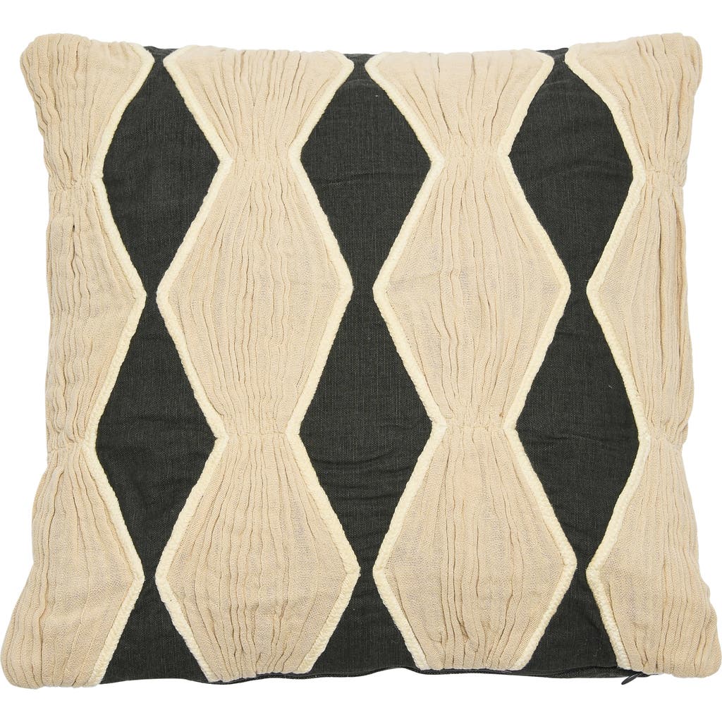 Storied Home Cotton Pillow With Embroidery, Chambray Back In Neutral